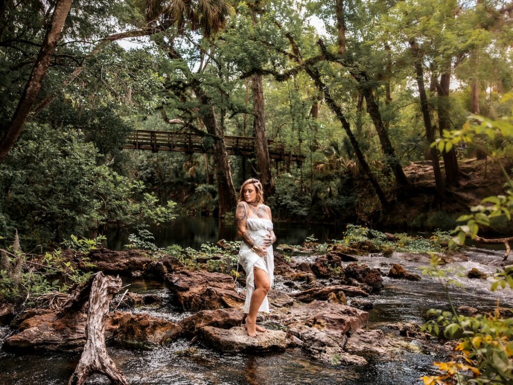 A maternity shoot taken at Hillsborough River State Park in Tampa, Florida